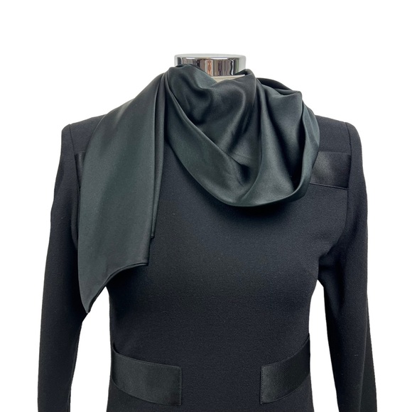 Rare Vtg 60s James Galanos Avant Garde Skirt Set Black Satin Neck Drape Sz 0 - Picture 4 of 10